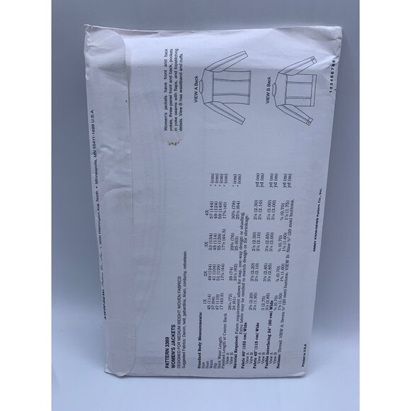 Kwik Sew Misses Coat plus size Sewing Pattern sz 1X-4X 3369 - uncut - Picture 2 of 2